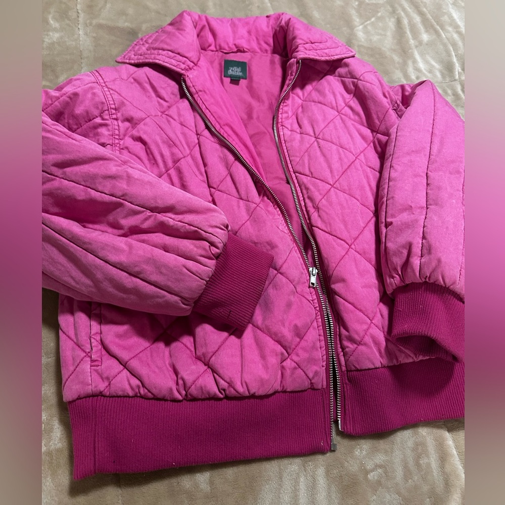 Pink quilted bomber jacket. Wild Fable size XS
